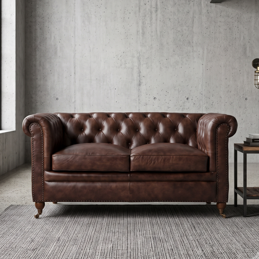 Canapé Chesterfield Cuir 2 Places JAMES