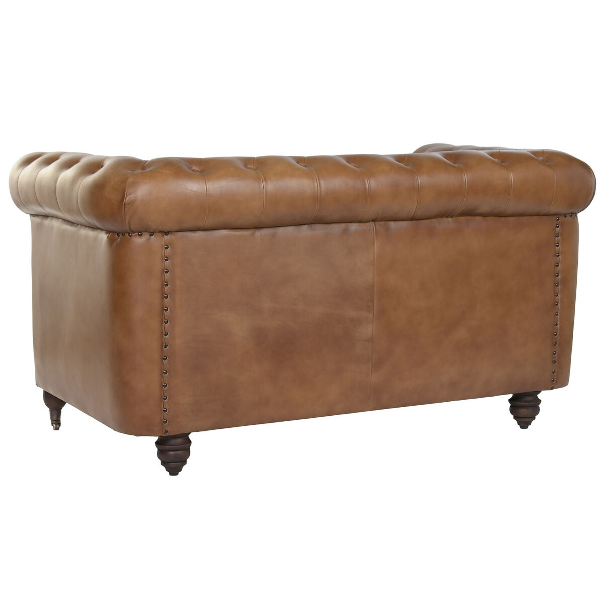 Canapé Chesterfield cuir marron cognac, vue de profil